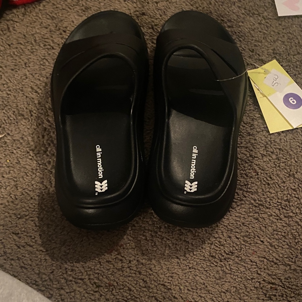 All in Motion Black Comfort Slides